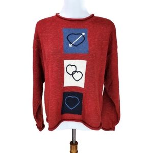 Christopher & Banks Hand Embroidered Sweater Patchwork Size M Vintage Novelty